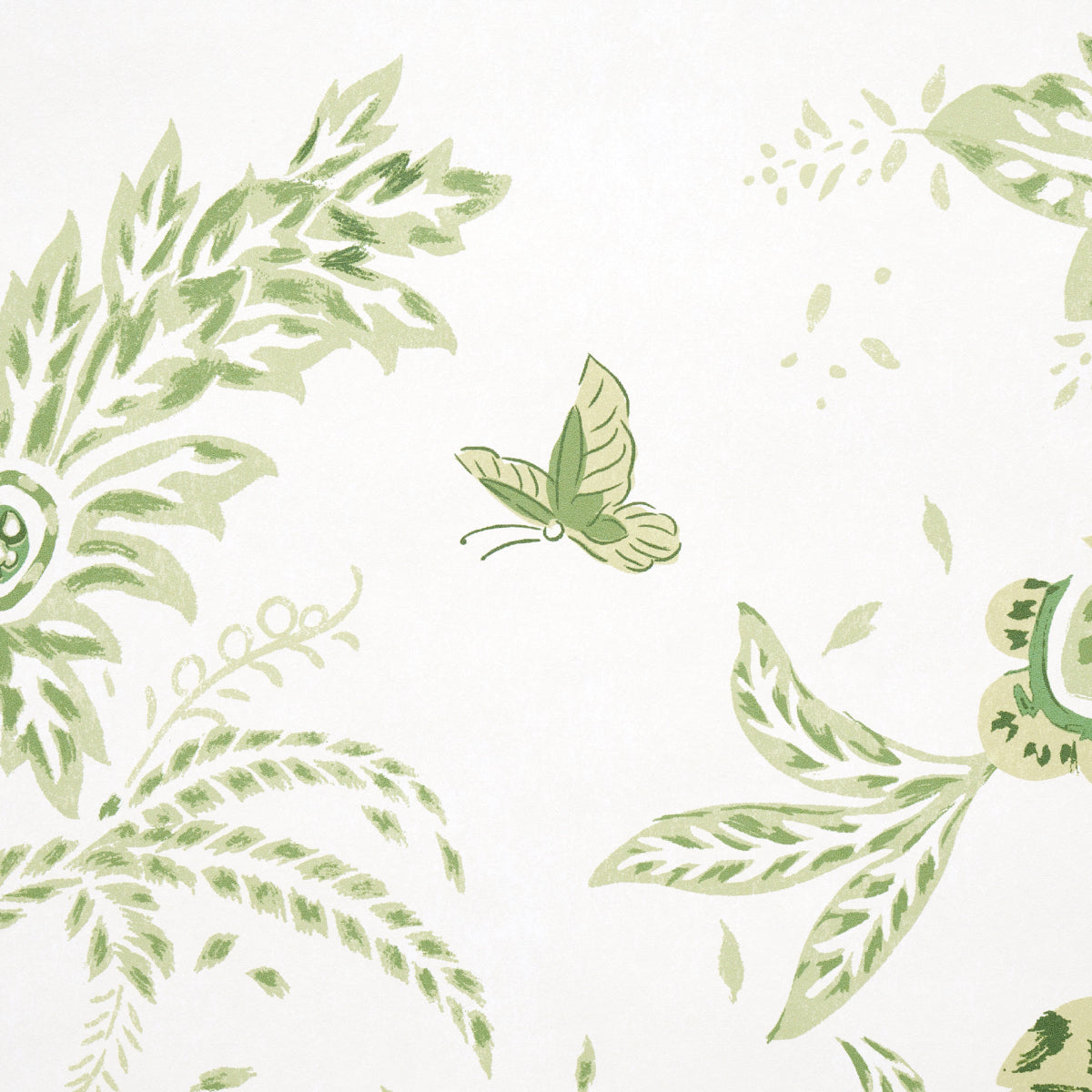 Schumacher Chinoiserie Grande Panel Set Leaf Green Wallpaper Sample 5015821