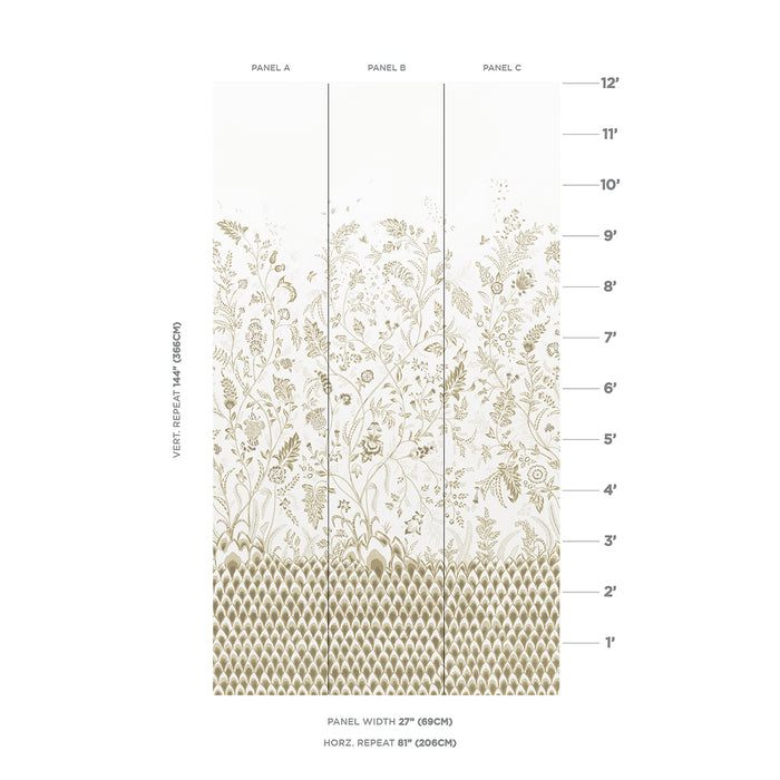 Schumacher Chinoiserie Grande Panel Set Neutral Wallpaper Sample 5015822