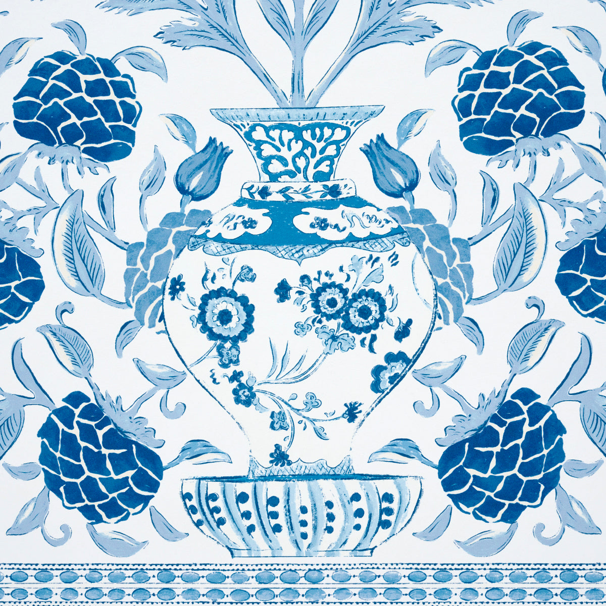 Schumacher Montecito Panel Set Indigo Wallpaper Sample 5015830