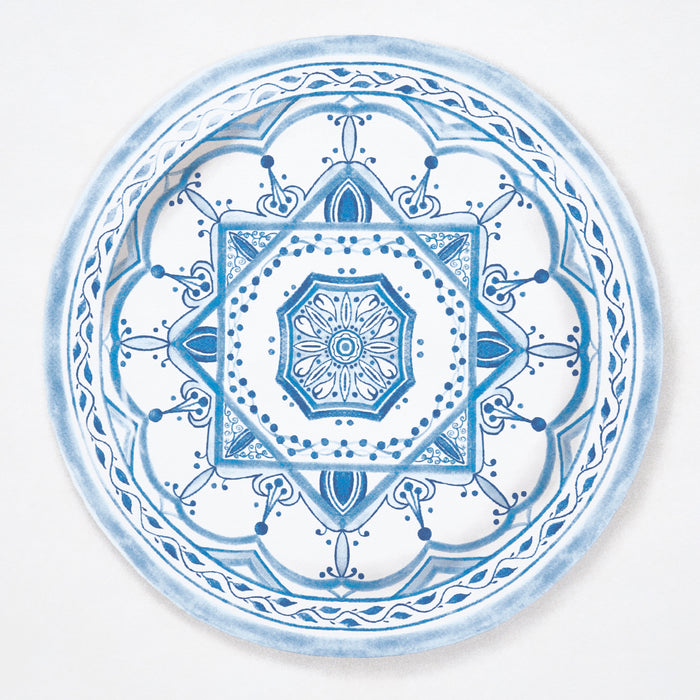 Schumacher Montecito Porcelain Indigo Wallpaper Sample 5015840