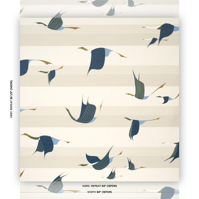 Schumacher Flying West Blue Wallpaper Sample 5015851