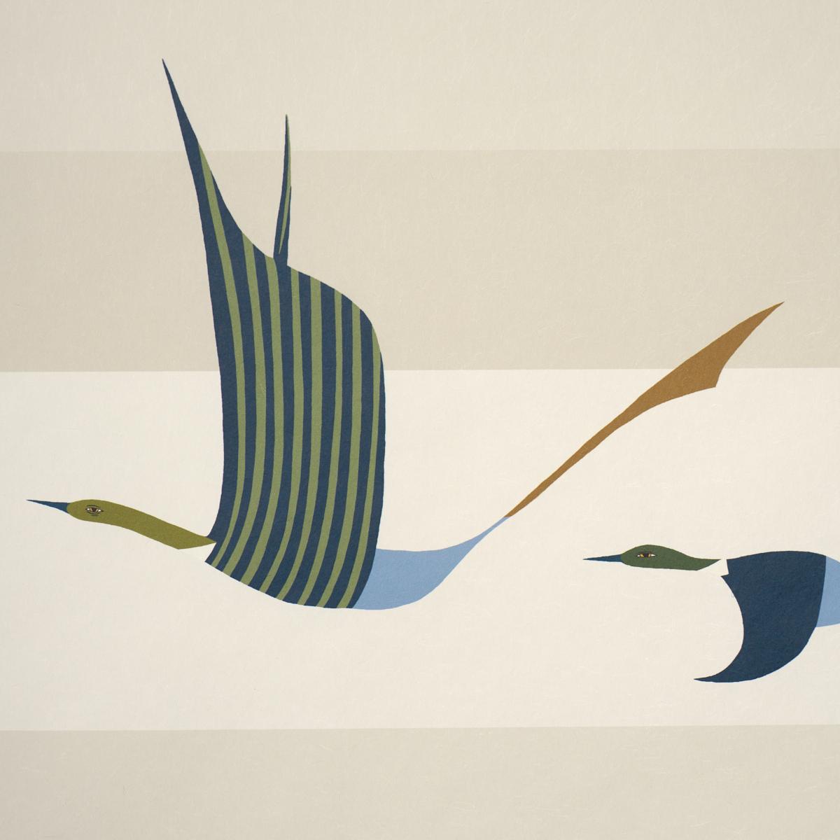 Schumacher Flying West Blue Wallpaper Sample 5015851