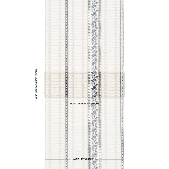 Schumacher Serena Stripe Blue Wallpaper Sample 5015930