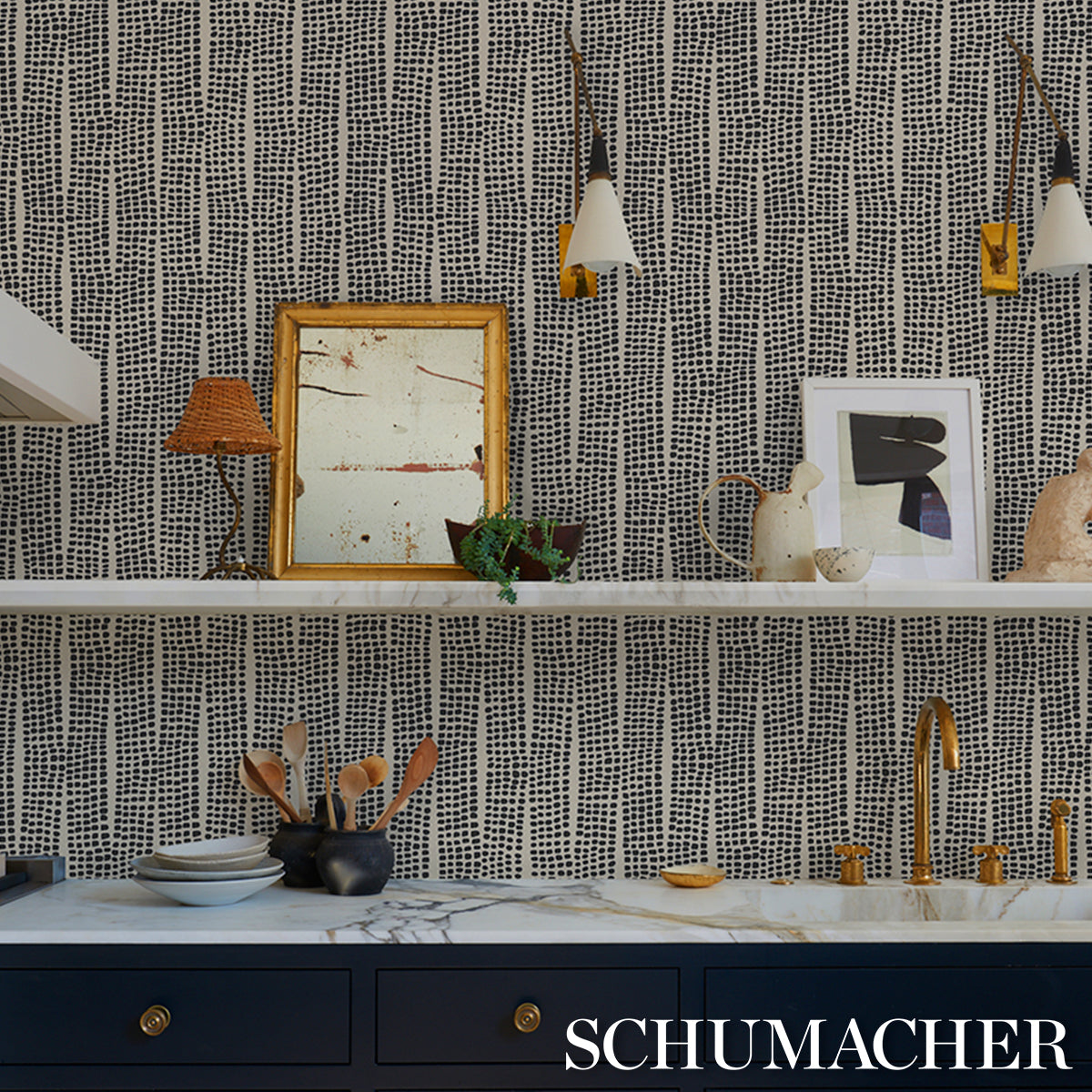 Schumacher Noland Vinyl Carbon Wallpaper 5016110