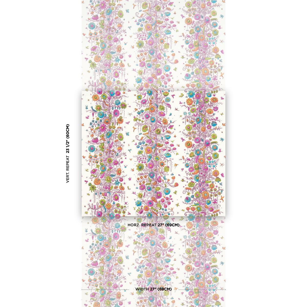 Schumacher Edward Steed's Towers Of Flowers Multicolor Burst Wallpaper Sample 5016140