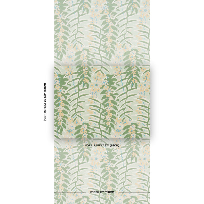 Schumacher Ashbee Botanical Aqua Wallpaper Sample 5016250