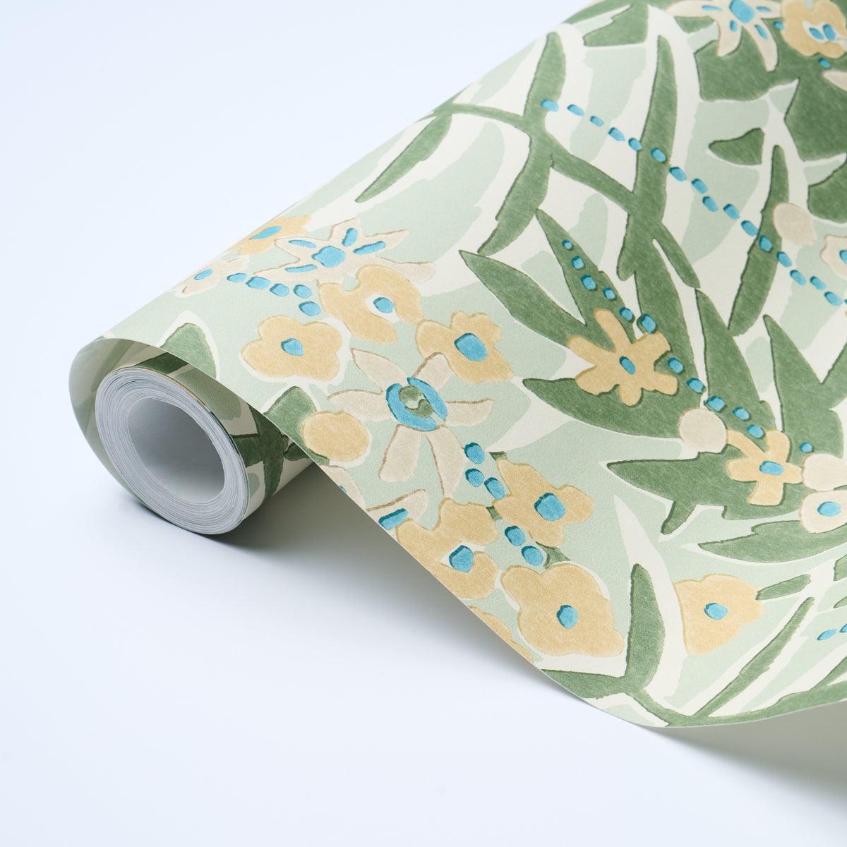 Schumacher Ashbee Botanical Aqua Wallpaper Sample 5016250