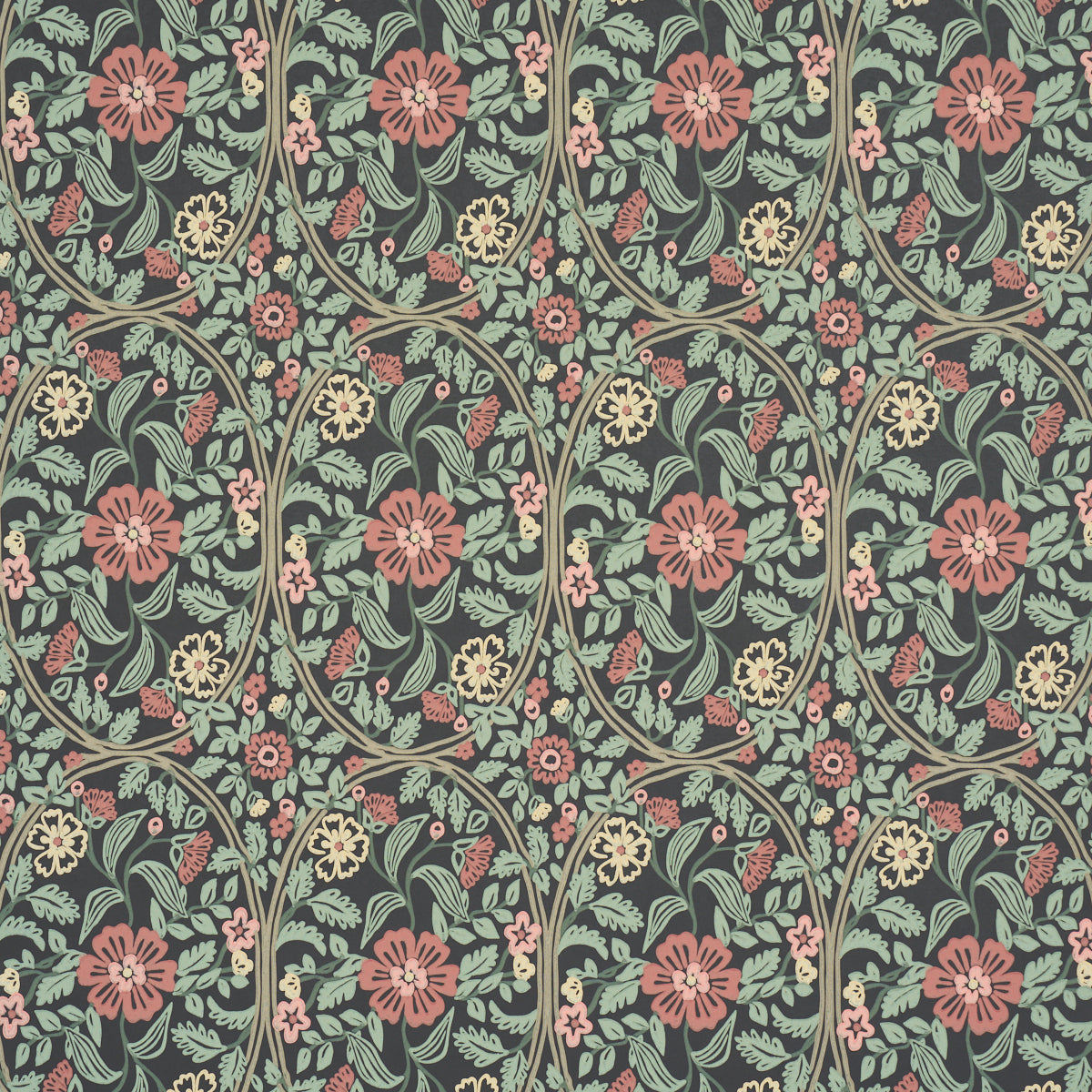 Schumacher Garden Guild Midnight Wallpaper Sample 5016270