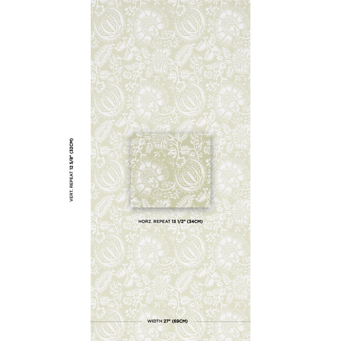 Schumacher Pomegranate Print Moss Wallpaper 5016371