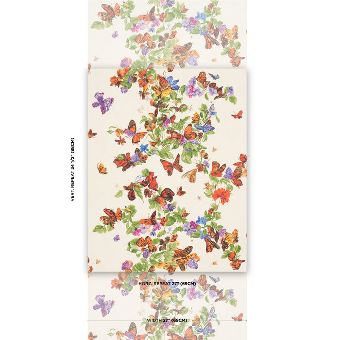 Schumacher Pyne Butterfly Monarch Orange Wallpaper Sample 5016380