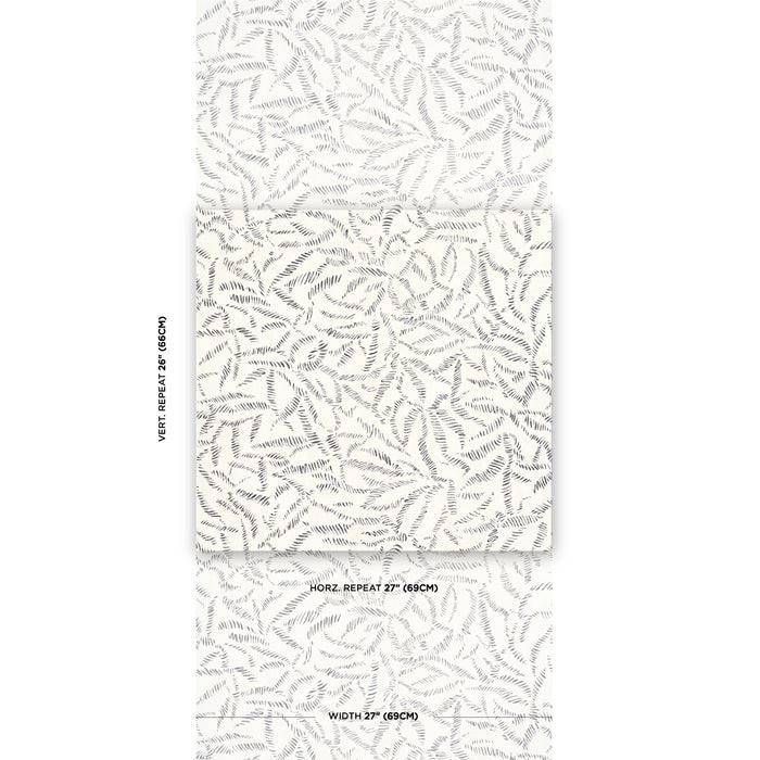 Schumacher Leaf Bloom Charcoal Wallpaper Sample 5016390