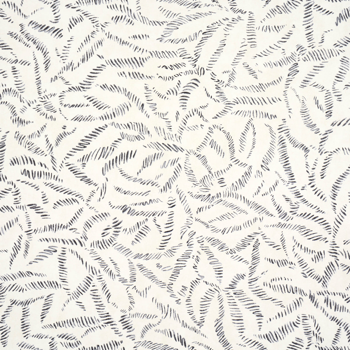 Schumacher Leaf Bloom Charcoal Wallpaper Sample 5016390