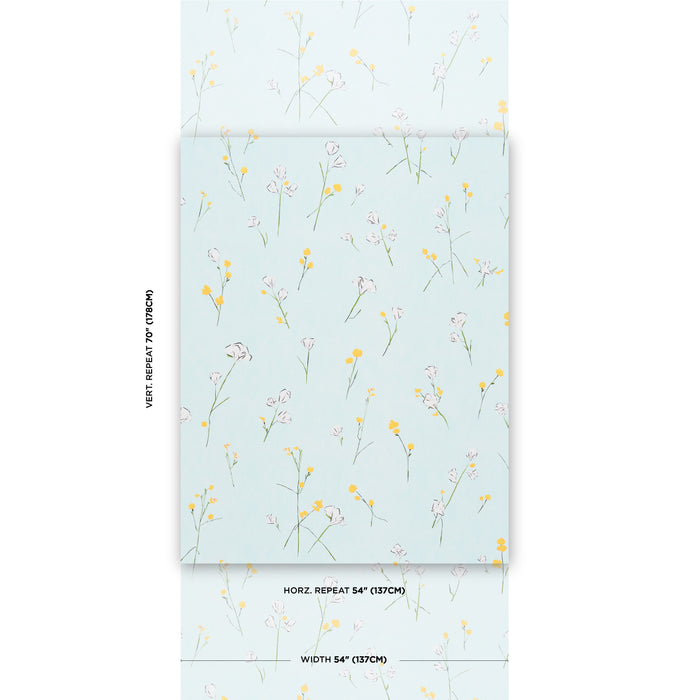 Schumacher Alex's Floral Mist Blue Wallpaper 5016401
