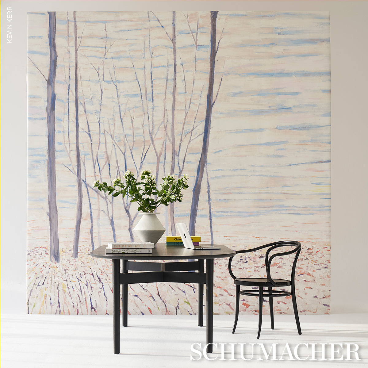 Schumacher Acanthus Forest Panel Set Cool Multi Wallpaper Sample 5016410