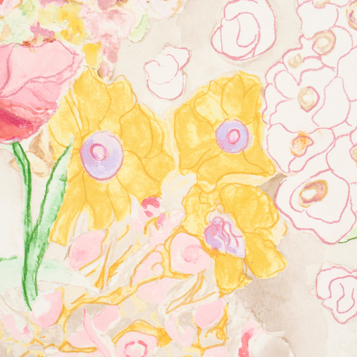 Schumacher Frank's Garden Pink & Green Wallpaper Sample 5016421