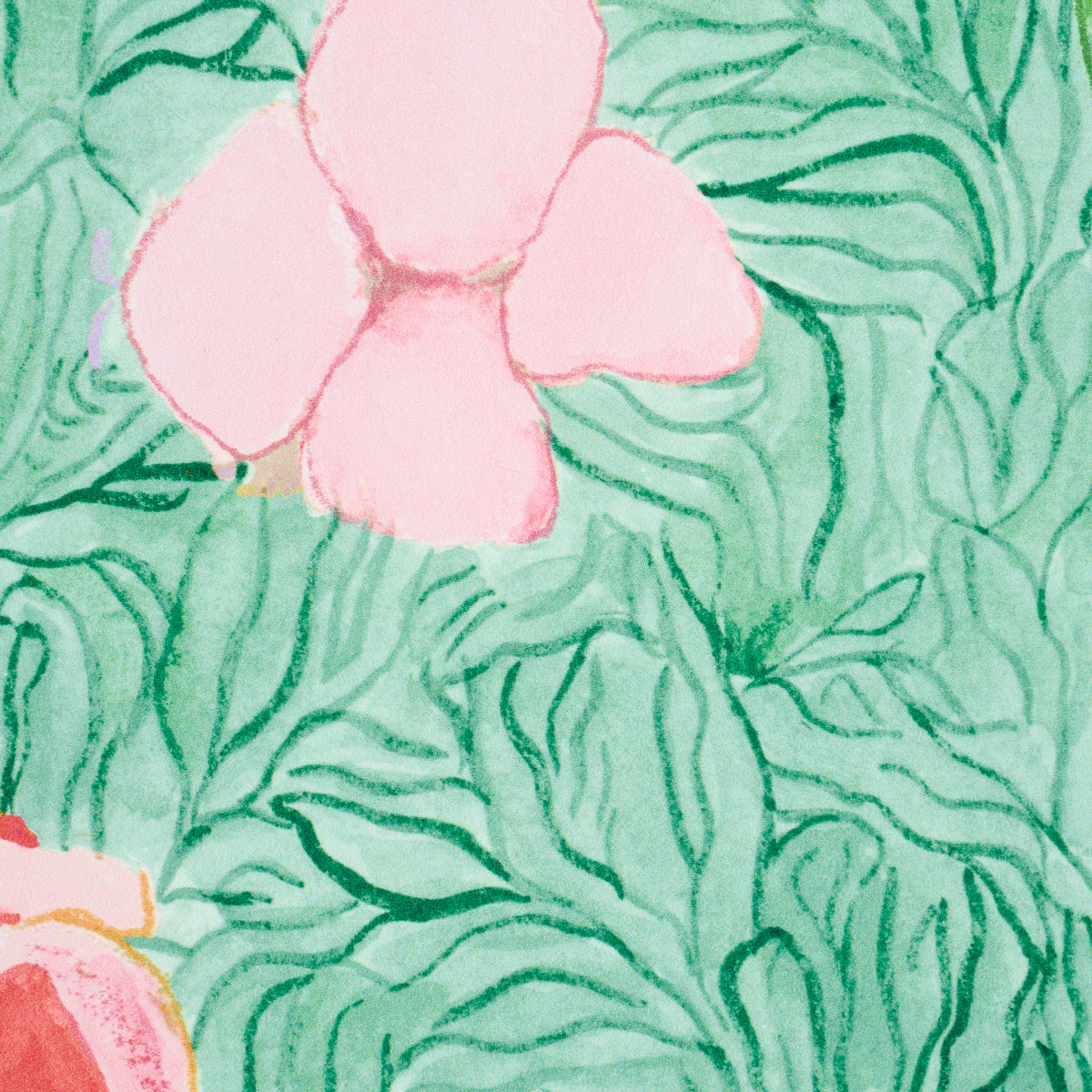 Schumacher Frank's Garden Pink & Green Wallpaper Sample 5016421