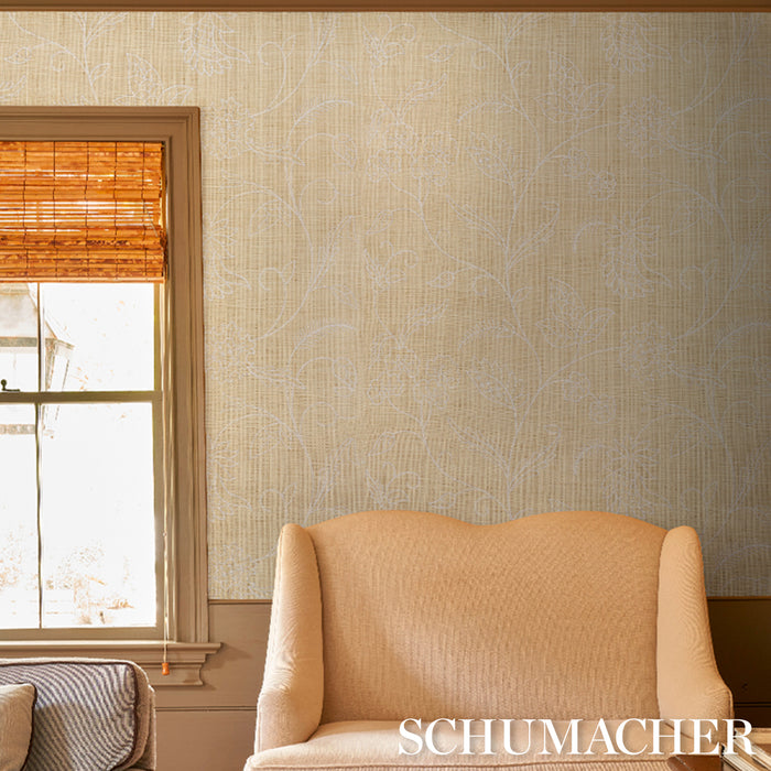 Schumacher Sconset Embroidered Raffia Natural Wallpaper 5016430