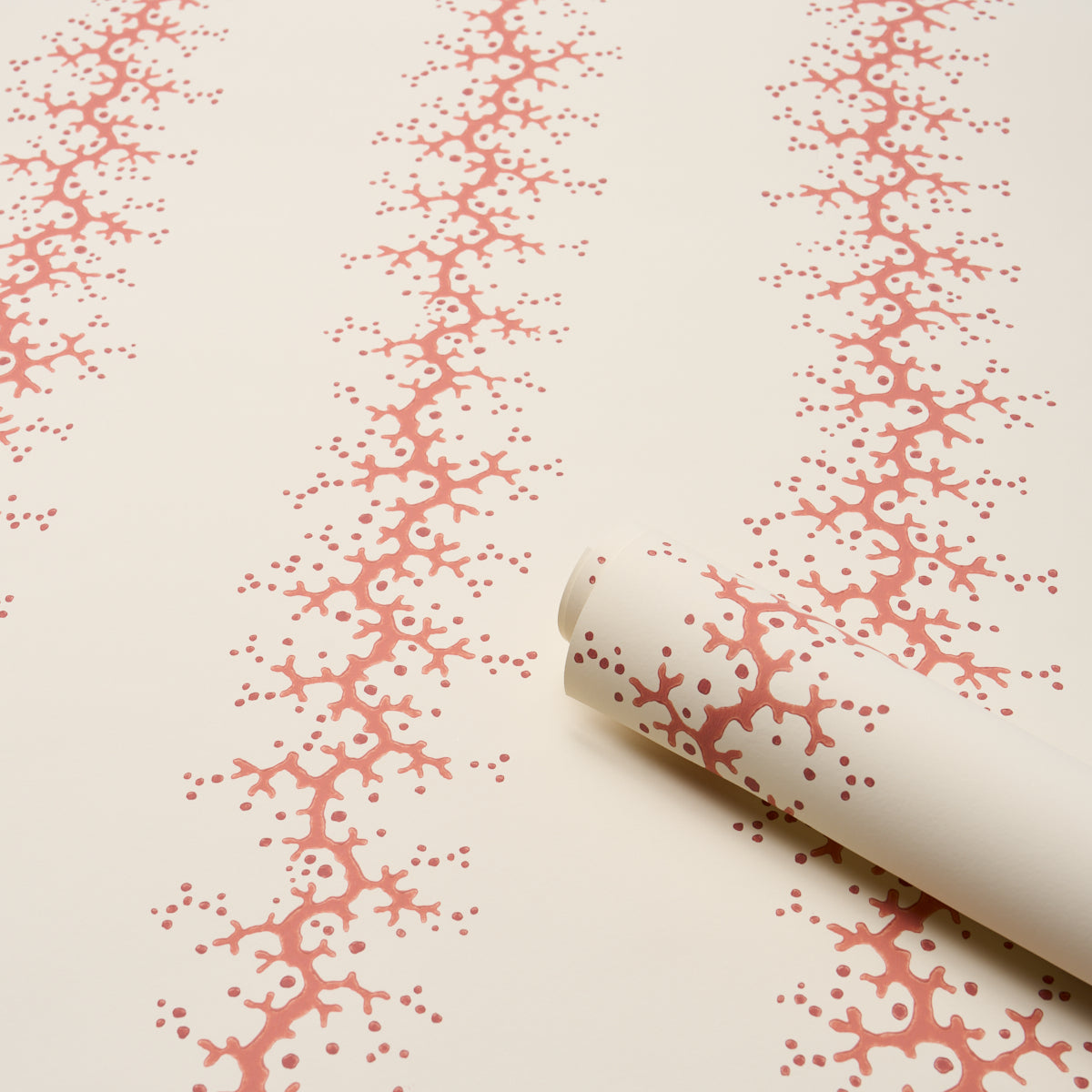 Schumacher Coral Stripe Coral Wallpaper Sample 5016450