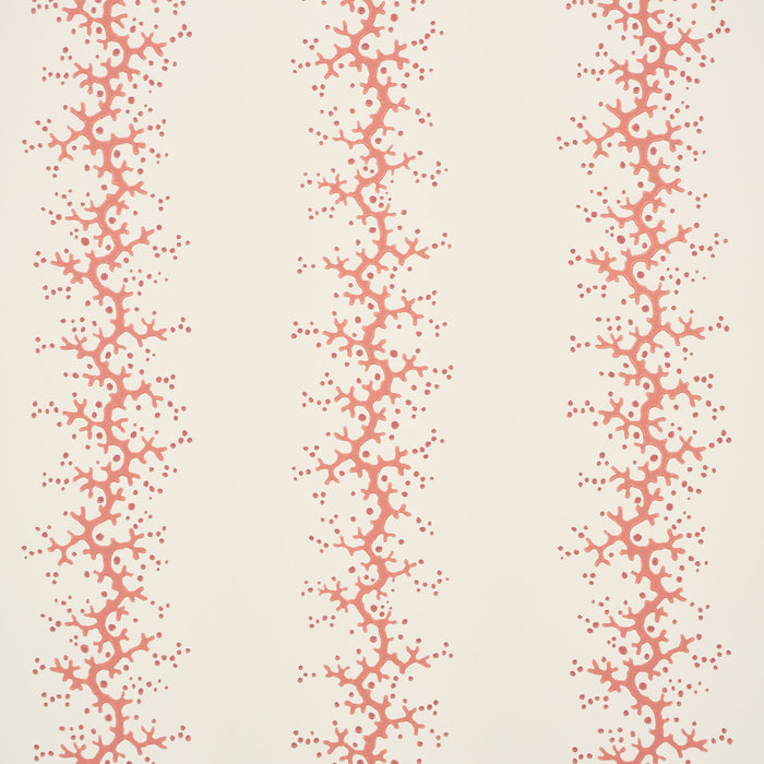 Schumacher Coral Stripe Coral Wallpaper Sample 5016450