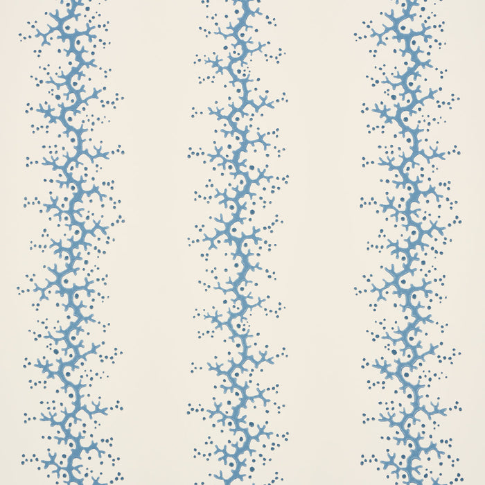 Schumacher Coral Stripe Blue Wallpaper Sample 5016451