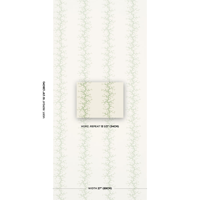 Schumacher Coral Stripe Green Wallpaper Sample 5016452