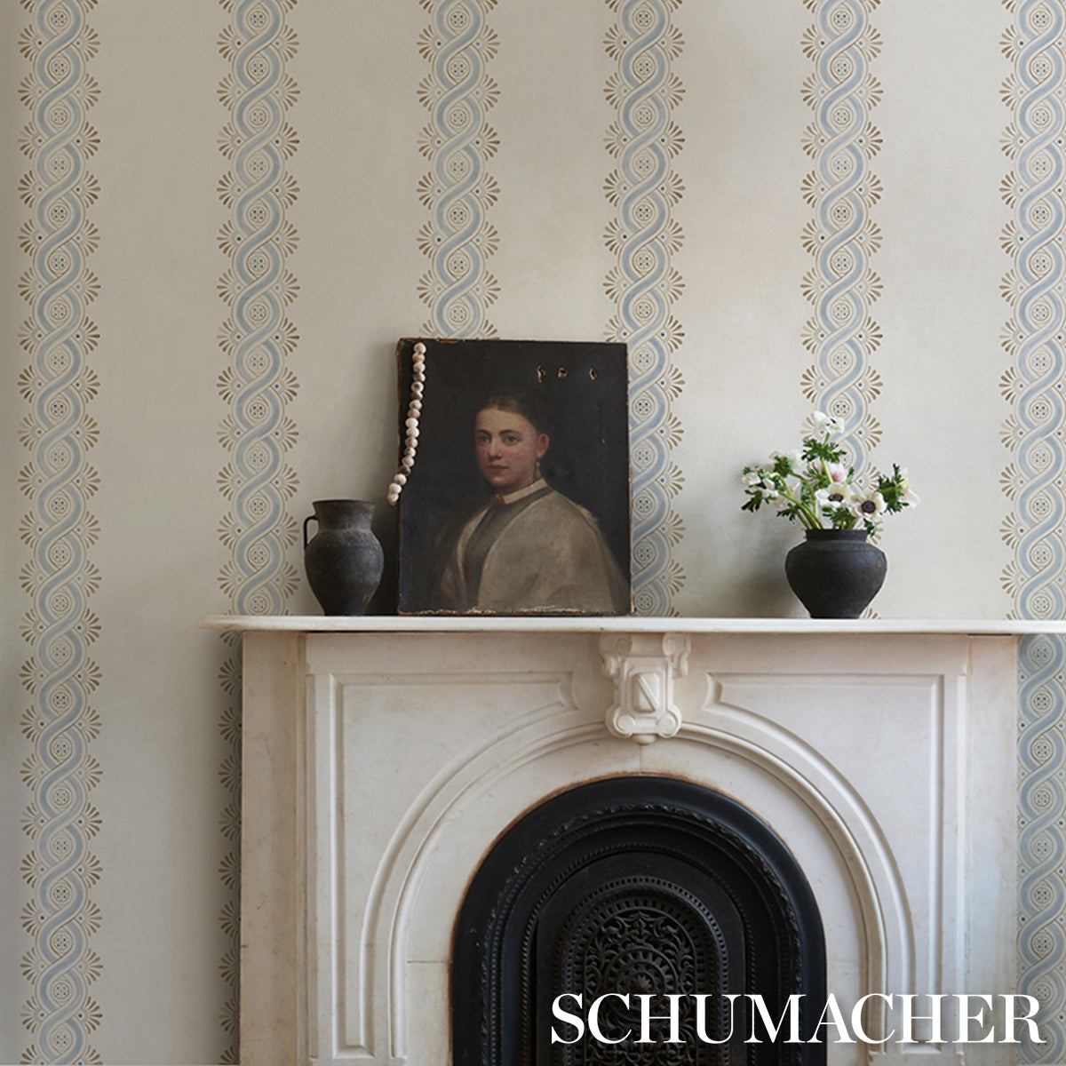 Schumacher Leonidis Stripe Blue Wallpaper Sample 5016460