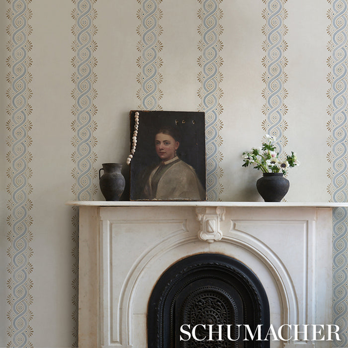 Schumacher Leonidis Stripe Blue Wallpaper Sample 5016460