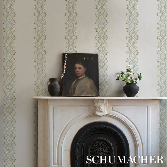 Schumacher Leonidis Stripe Green Wallpaper Sample 5016461