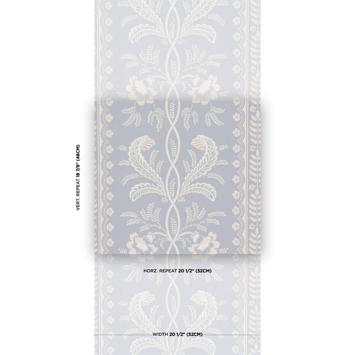 Schumacher Bell Flowers Light Blue Wallpaper Sample 5016490
