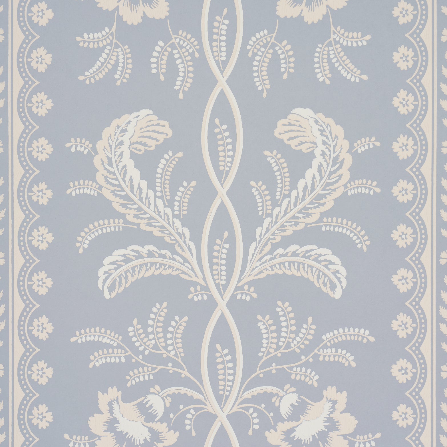 Schumacher Bell Flowers Light Blue Wallpaper Sample 5016490