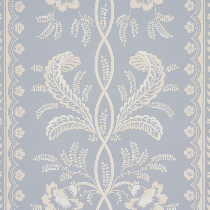 Schumacher Bell Flowers Light Blue Wallpaper Sample 5016490