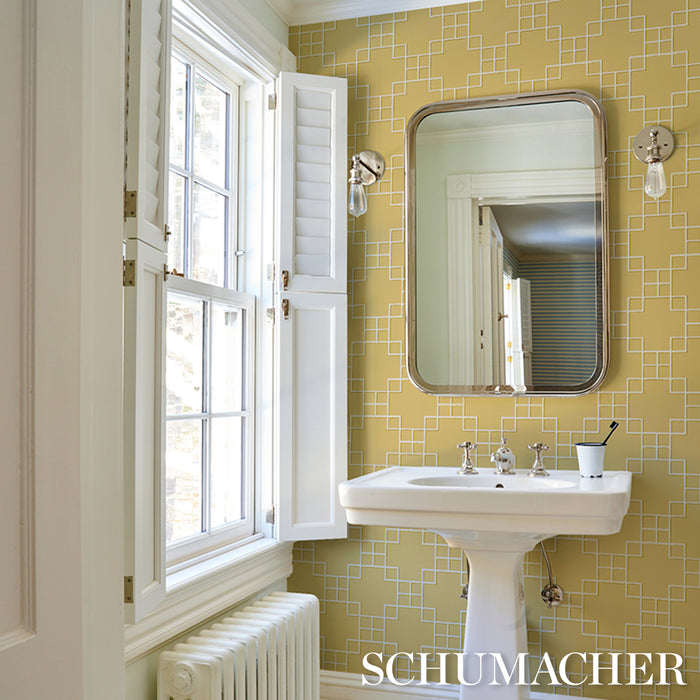 Schumacher Georgette Trellis Buttercup Wallpaper Sample 5016500