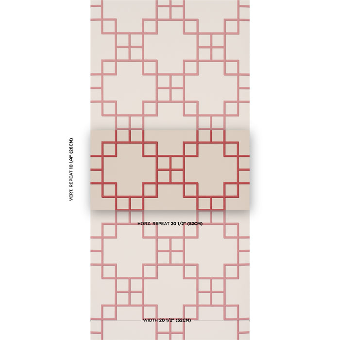 Schumacher Georgette Trellis Red Wallpaper Sample 5016502