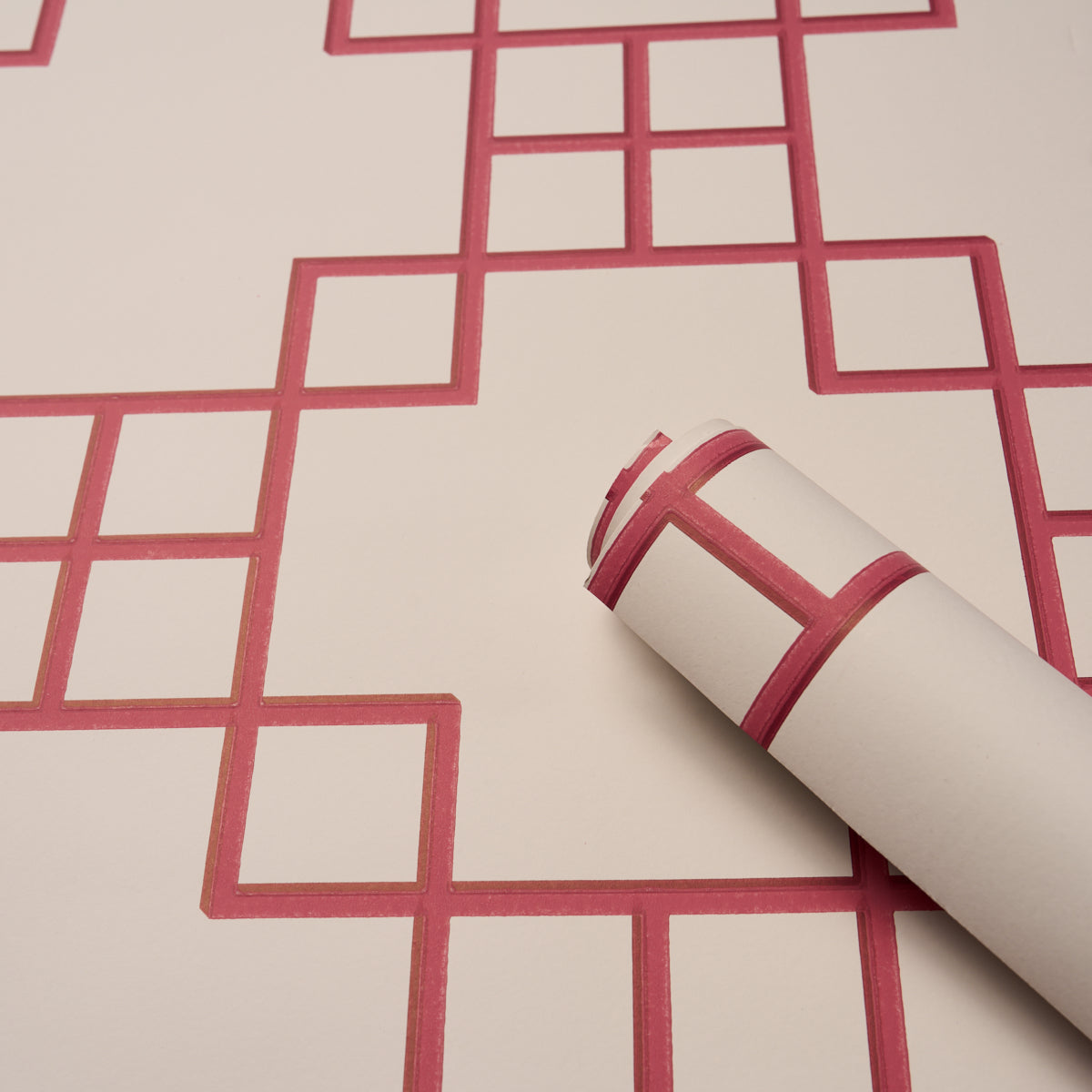 Schumacher Georgette Trellis Red Wallpaper Sample 5016502