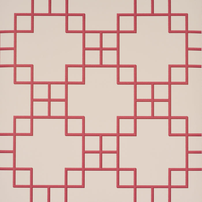 Schumacher Georgette Trellis Red Wallpaper Sample 5016502