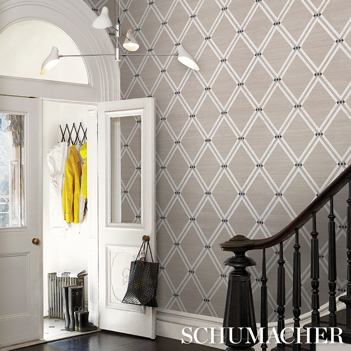 Schumacher Asolo Sisal Silver Wallpaper Sample 5016540