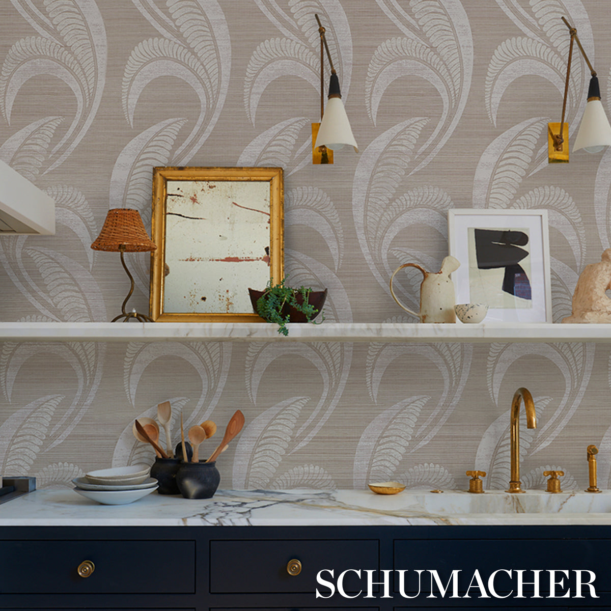 Schumacher Banana Leaf Sisal Silver Wallpaper 5016551