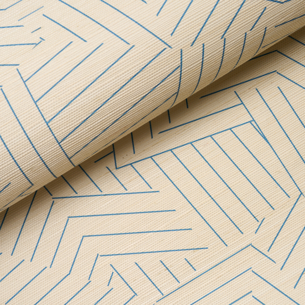 Schumacher Deconstructed Stripe Sisal Cobalt 5016581 Wallpaper | 40% ...