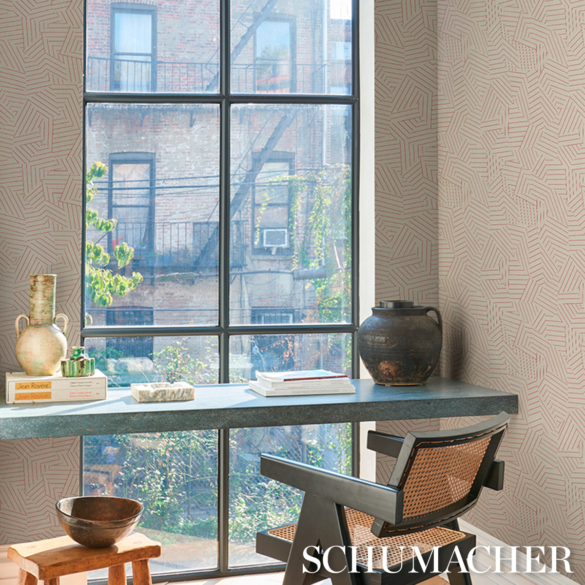 Schumacher Deconstructed Stripe Sisal Red 5016582 Wallpaper | 40% Off ...