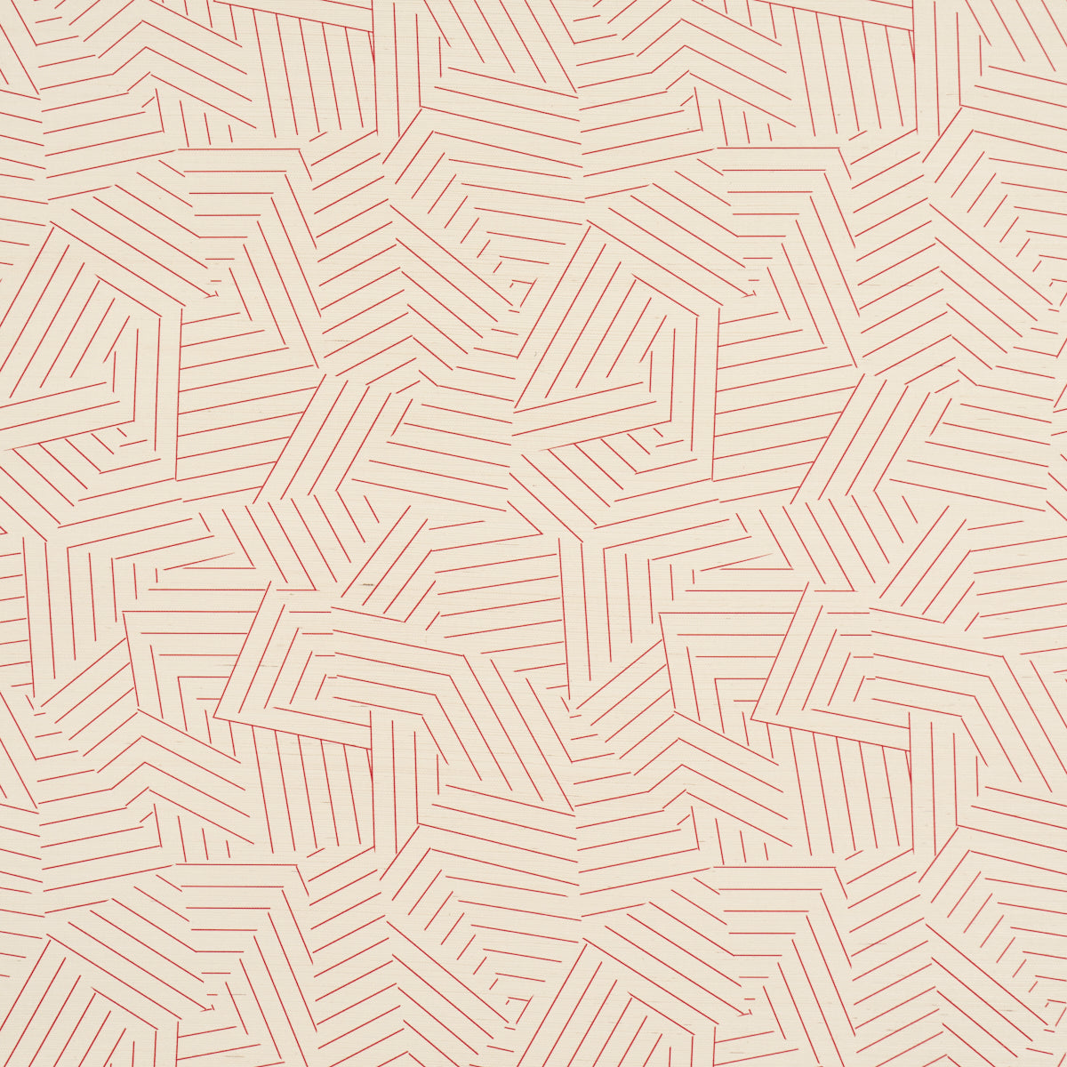 Schumacher Deconstructed Stripe Sisal Red Wallpaper Sample 5016582