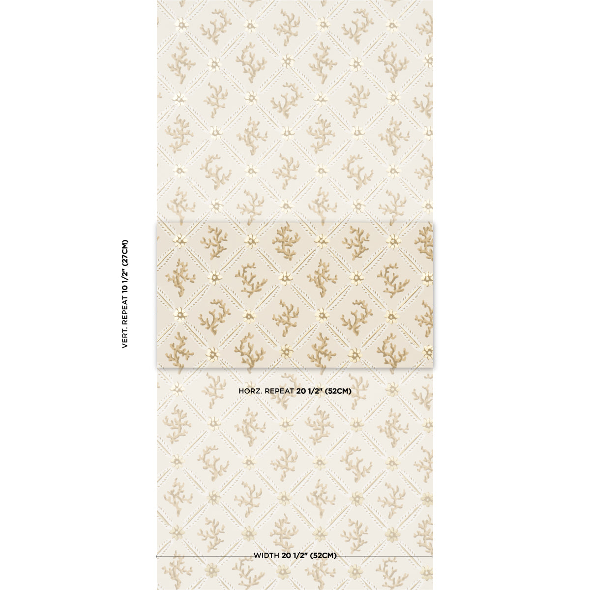 Schumacher Corail Leaf Trellis Champagne Wallpaper 5016640