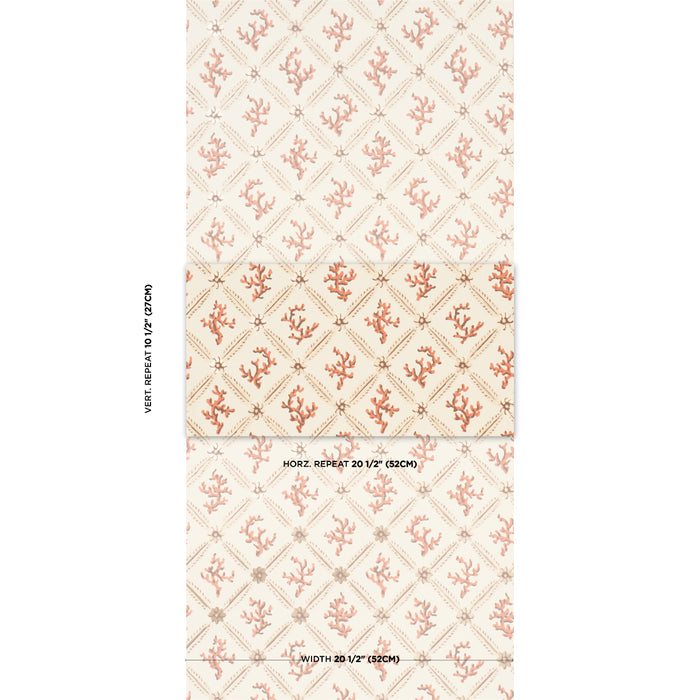 Schumacher Corail Leaf Trellis Coral Wallpaper Sample 5016641
