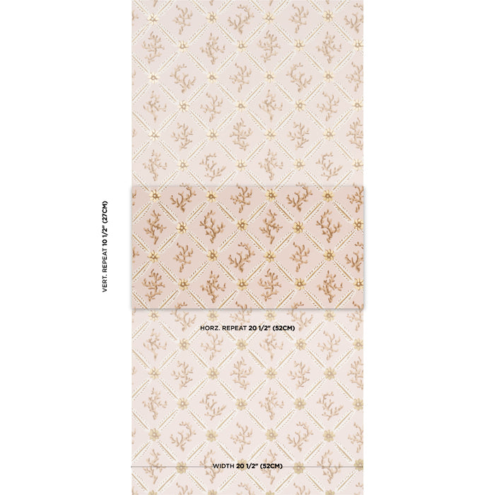Schumacher Corail Leaf Trellis Blush Wallpaper 5016642