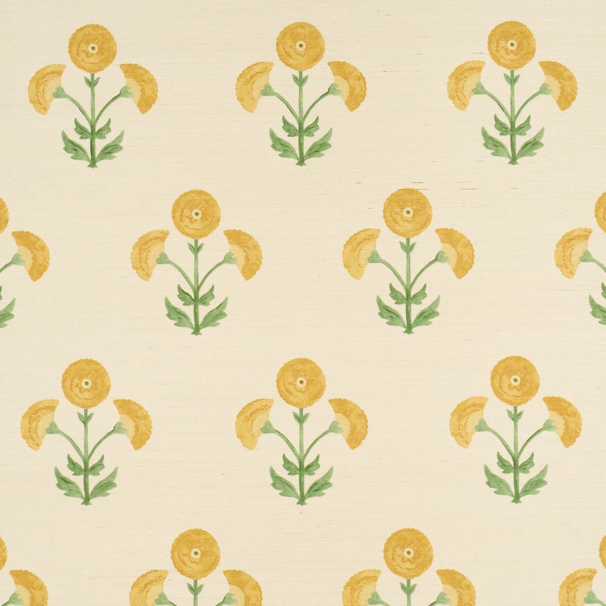 Schumacher Saranda Flower Sisal Marigold Wallpaper Sample 5016670