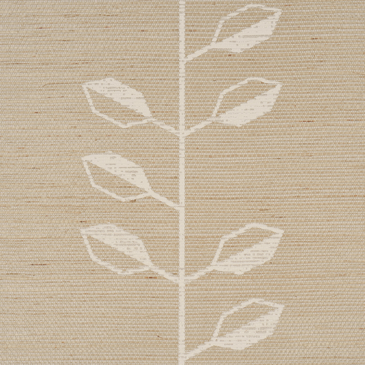 Schumacher Geo Leaf Sisal Bone & White Wallpaper Sample 5016700