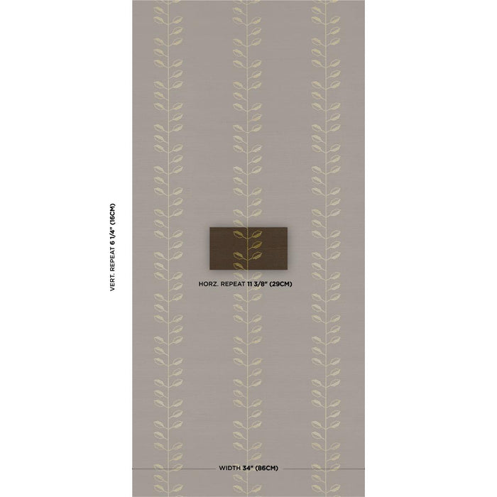 Schumacher Geo Leaf Sisal Metallic Gold & Sepia Wallpaper 5016701