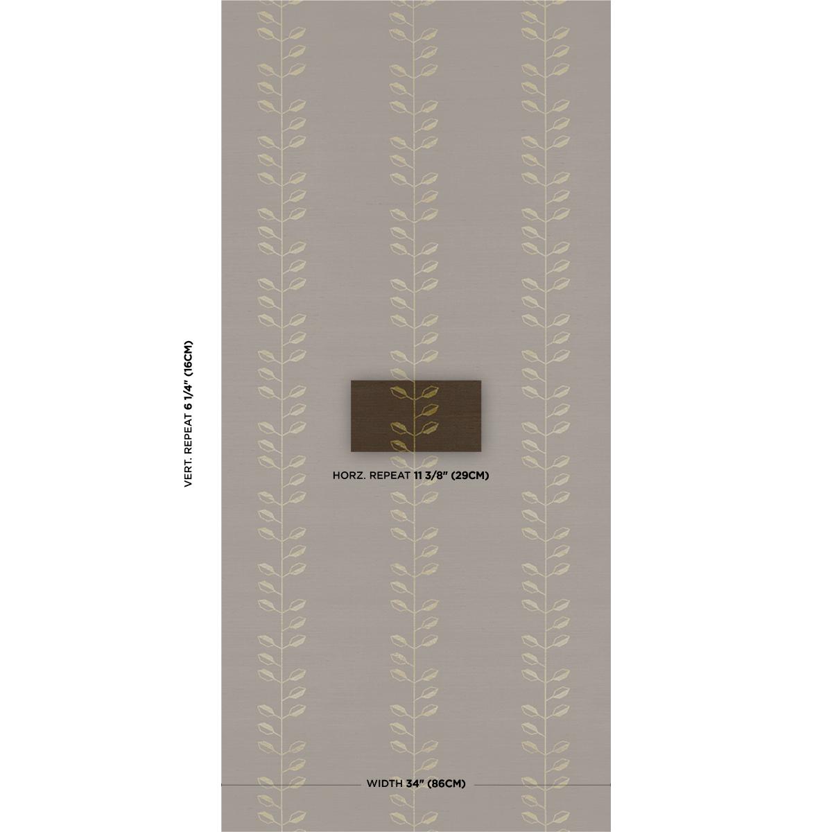 Schumacher Geo Leaf Sisal Metallic Gold & Sepia Wallpaper Sample 5016701