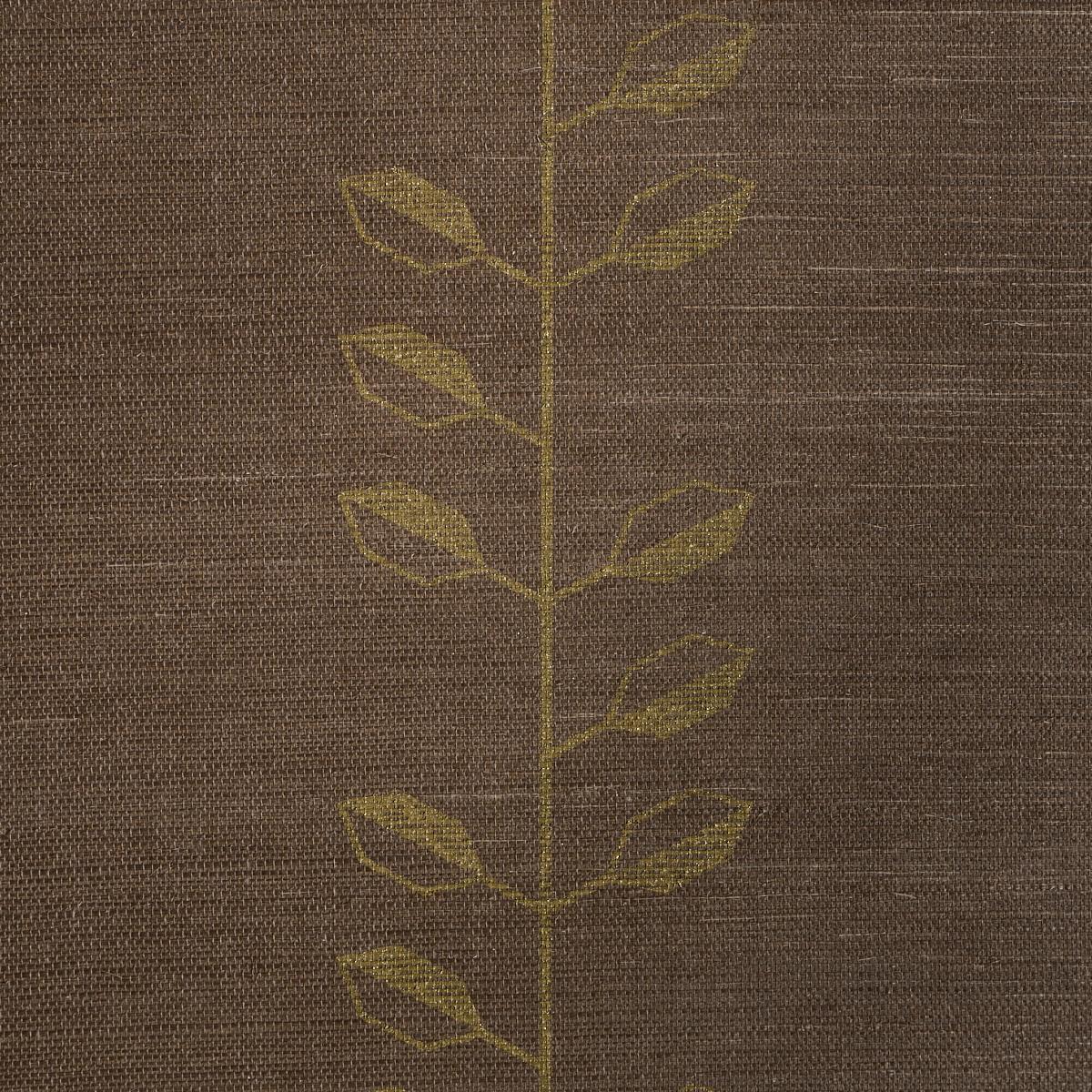 Schumacher Geo Leaf Sisal Metallic Gold & Sepia Wallpaper 5016701