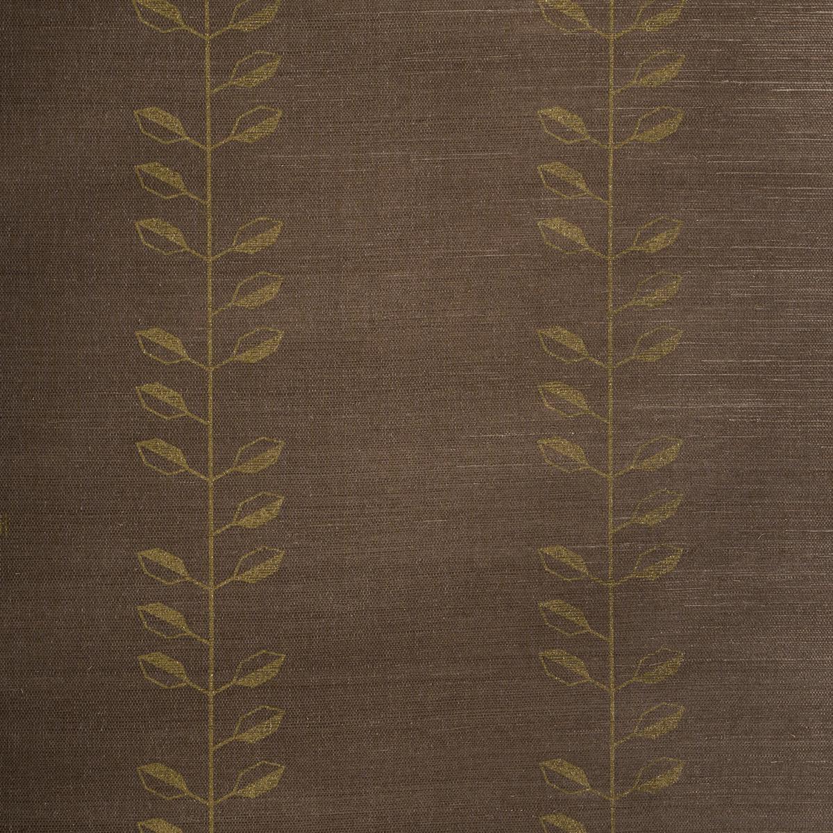 Schumacher Geo Leaf Sisal Metallic Gold & Sepia Wallpaper Sample 5016701