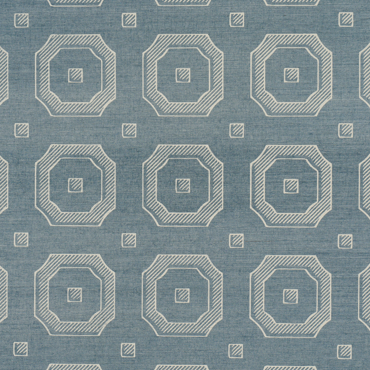 Schumacher Beveled Frame Sisal Denim Wallpaper Sample 5016730